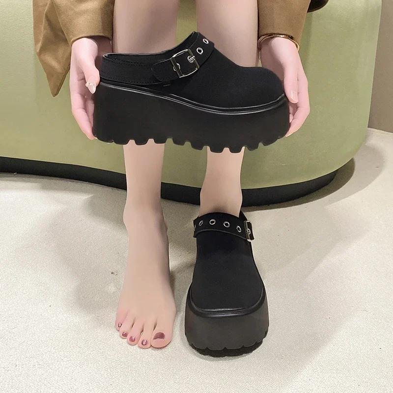 Модные женские шлепанцы-паки 8 см, платформа, балетки, бостонские клоги, сандалии, весенняя мода, уличные слипоны, пляжные сандалии, повседневная спортивная обувь