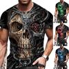 New Summer Men's Fashion T-shirt Personality Black Skull Printed Men's T-shirt Top