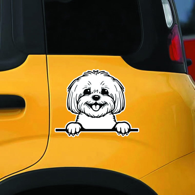 DS84#15x12см Выглядывающие собаки виниловые наклейки на автомобиль животные милые украшения наклейки на автомобиль