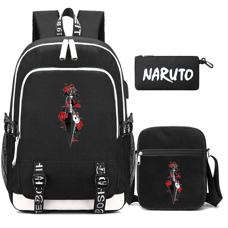 3 шт./компл. рюкзак аниме «Наруто» для мальчиков и девочек-подростков, школьный рюкзак с сумкой на плечо, чехол Pencli, дорожная сумка, рюкзак