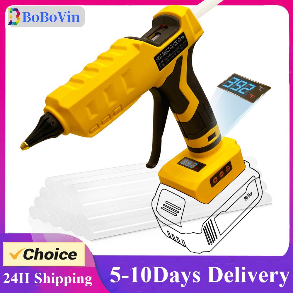 Модернизированный беспроводной клеевой пистолет 100 Вт для аккумулятора Dewalt 20 В, цифровой регулируемый по температуре, полноразмерный, сверхмощный, с 10 клеевыми стержнями