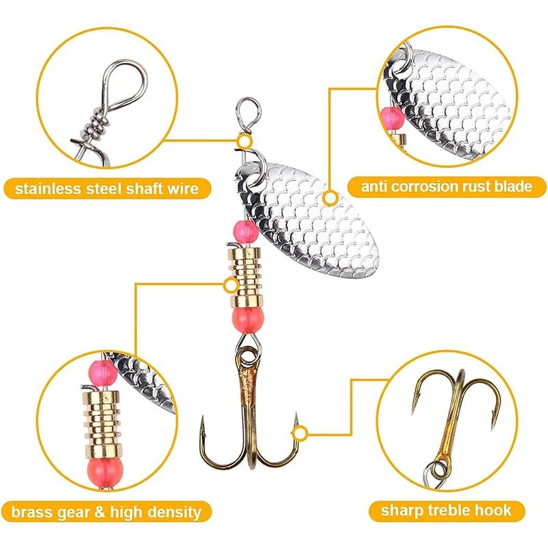 Набор металлических блесен-спиннеров, жесткая приманка, снасти с крючками высокой прочности для ловли окуня, щуки, форели в пресной/соленой воде, 16/10 шт.