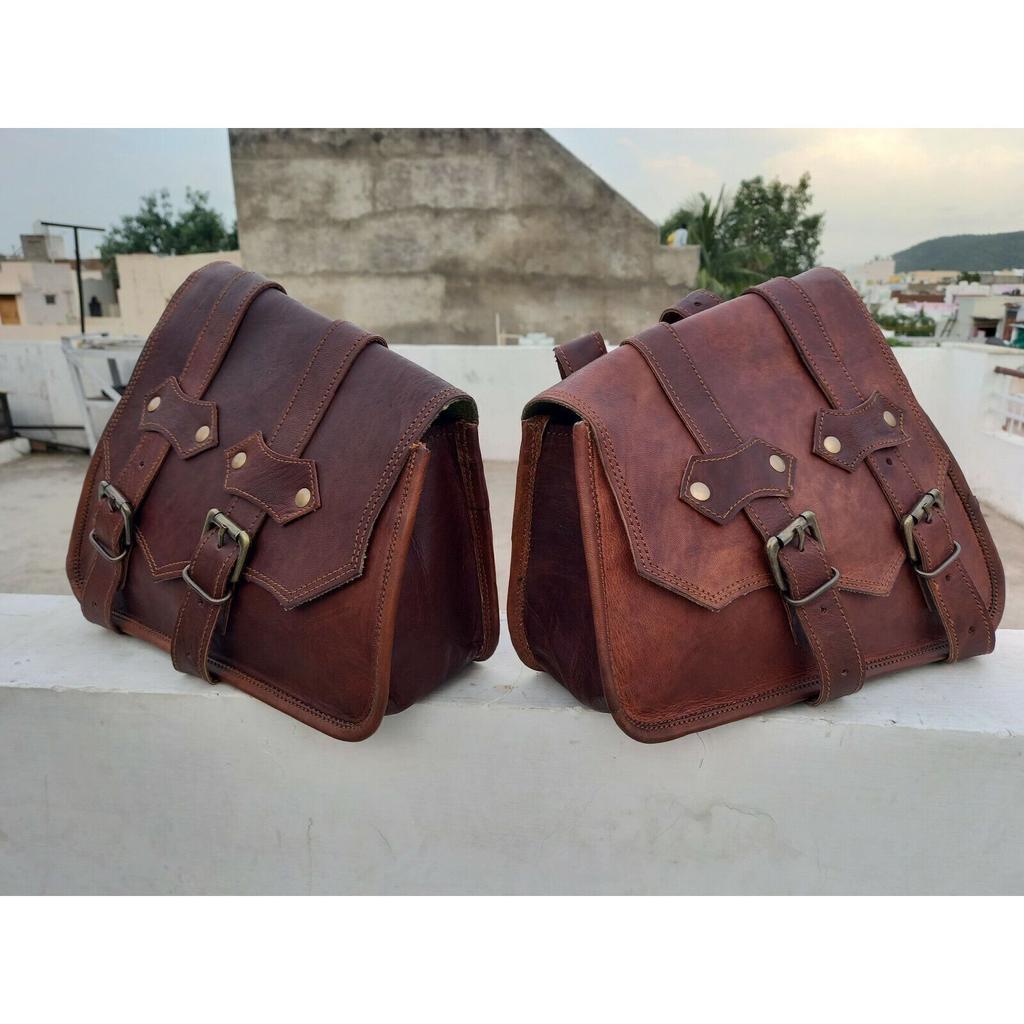 Combo 2 седельная сумка из натуральной козьей кожи, багажник для мотоцикла