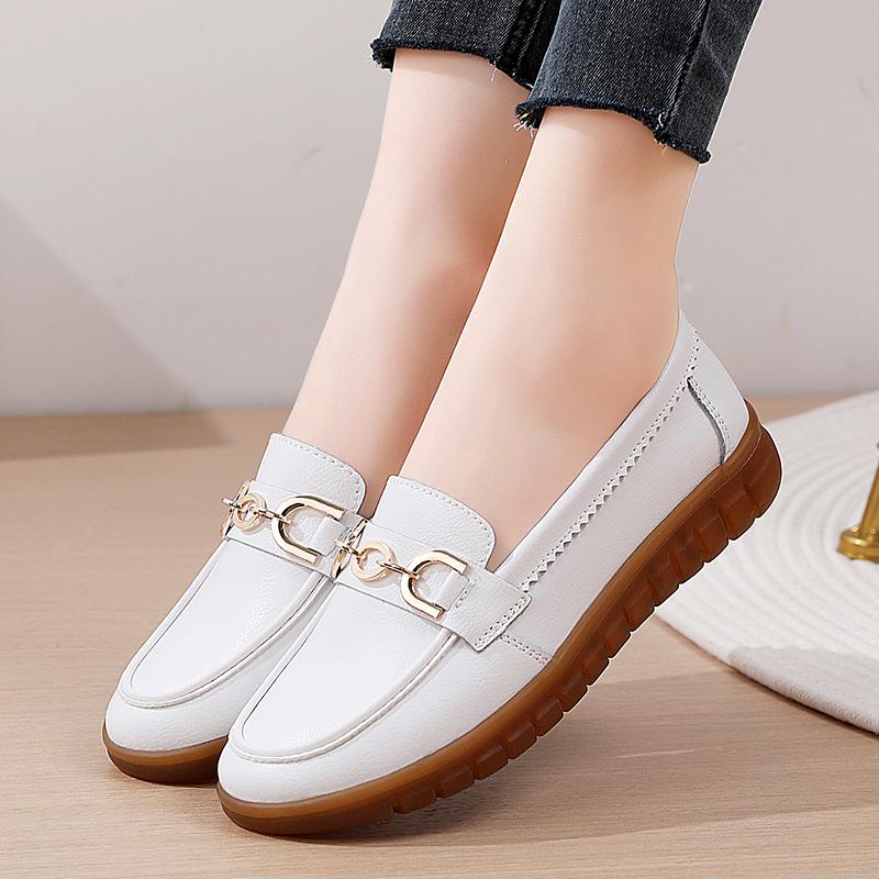 Женские белые туфли на плоской подошве, мокасины для вождения, повседневные черные туфли для ходьбы в стиле минимализма, туфли без застежек для мам, большой размер
