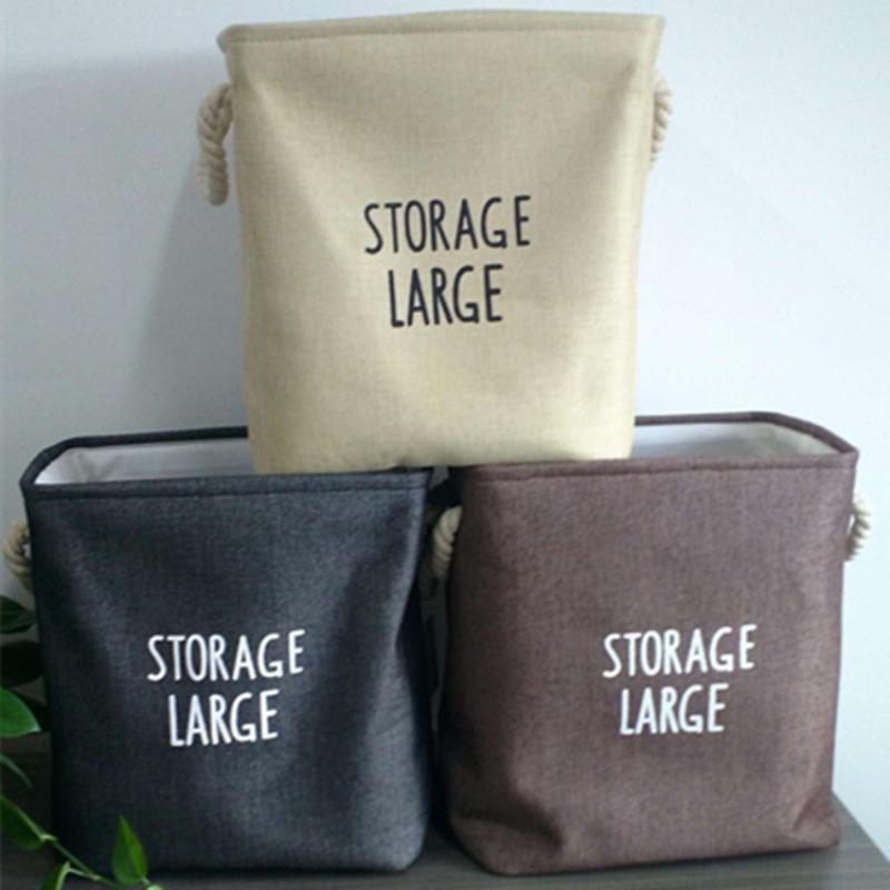Foldable Cotton Linen Storage Basket Large Capacity Laundry Hamper with Handles for Toys Clothes Home Organizer Bin