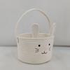 Корзина для пасхального кролика для детей, маленькая плетеная корзина из хлопковой веревки с ручкой и кроличьими ушками, пустая корзина для яиц в виде кролика для малышей и младенцев