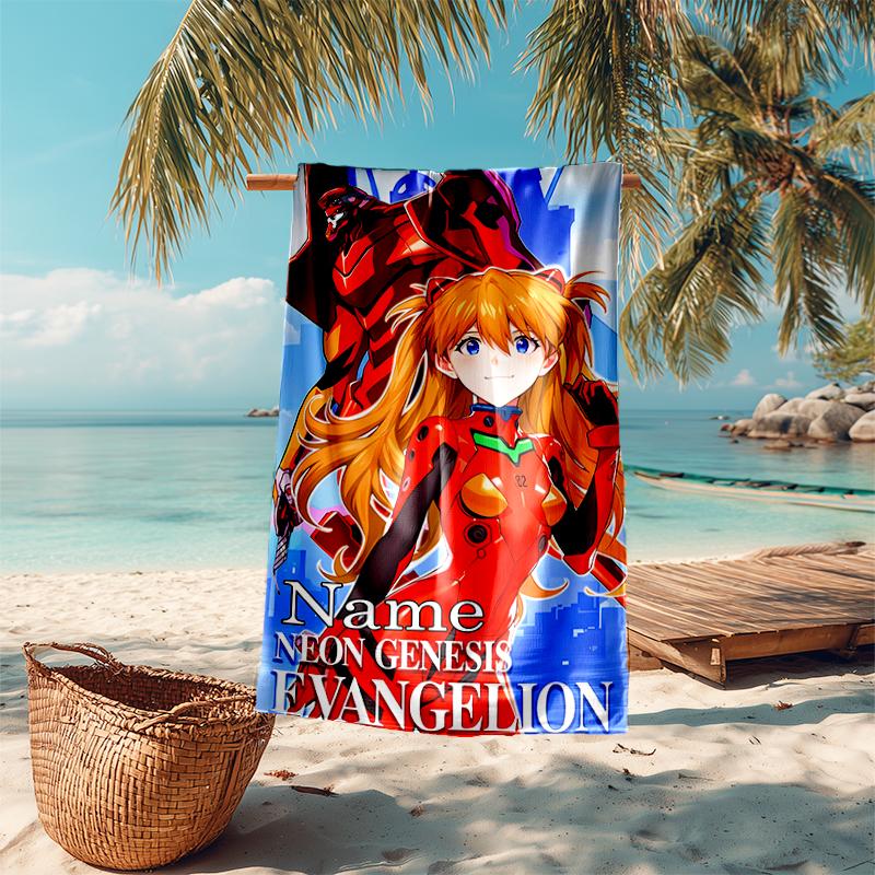 Personalized customized proof beach towel with Neon Genesis Evangelion pattern - soft, absorbent,quick-drying,perfect swimming,camping&bathing