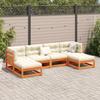 6 Piece Garden Sofa Set with Cushions Wax Brown Pine Wood