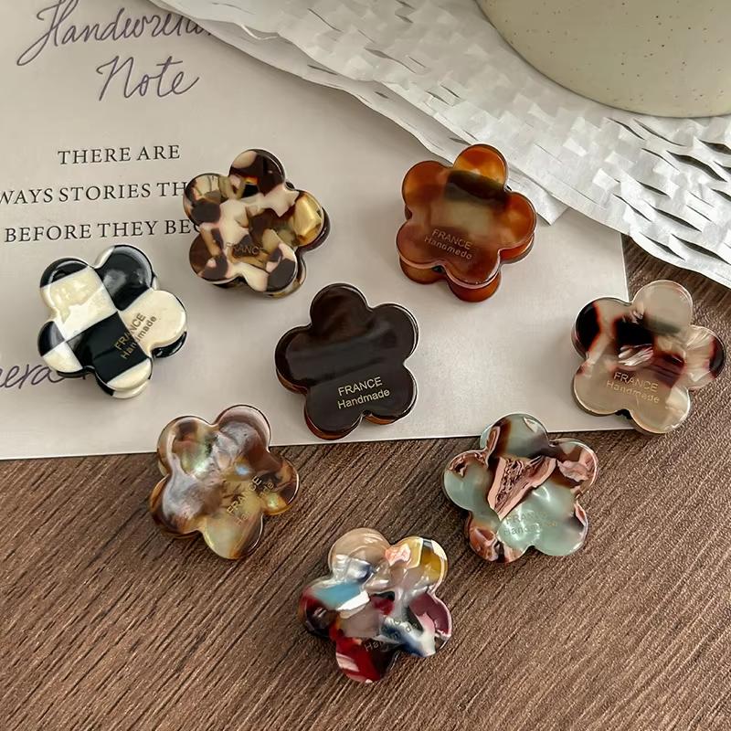 2Pcs Acetate Shark Hair Clip for Women Flower Hair Claw Thick Ponytail Barrettes Girl Hair Accessories