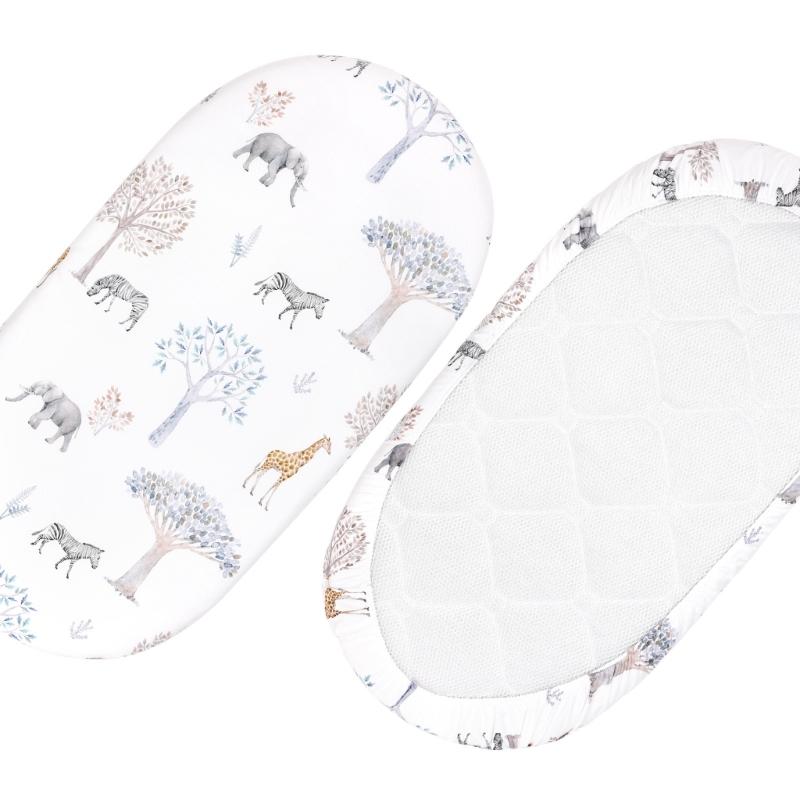 Pack of 2pcs Baby Fitted Sheet Crib Bed Cover Sheet Cartoon Print Bassinet Sheet Mattress Covers Elastic Removable Cover