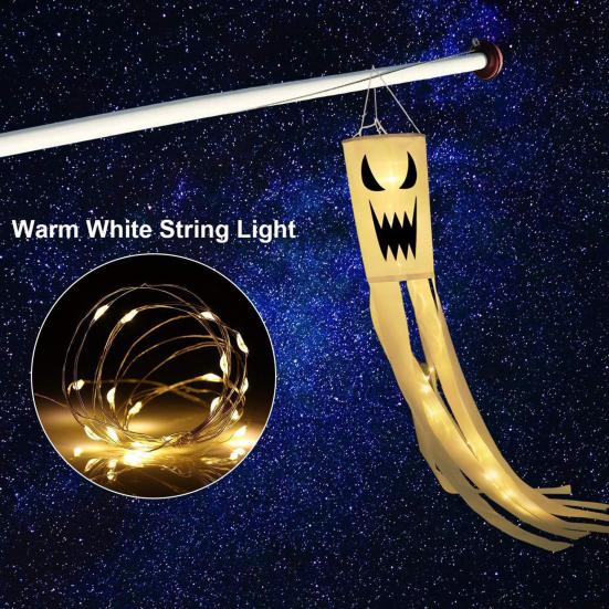 Halloween Ghost Windsock Flag 40 Inch Outdoor Hanging Decor Spooky Flying Ghost Wind Socks for Yard Patio Garden Pathway Tree Decor