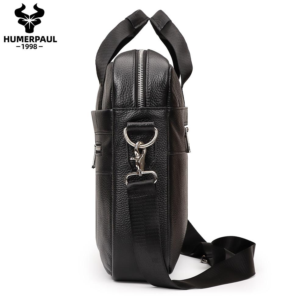 Humerpaul Мужские сумки и сумки на ремне из натуральной кожи, сумки для компьютера большой вместимости двойного назначения