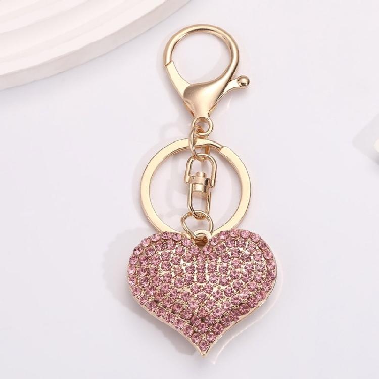 Stylish Heart Keychain Rhinestones Highlighted Charm Corrosion Resistant Key Chain for Keys or Bag Decoration