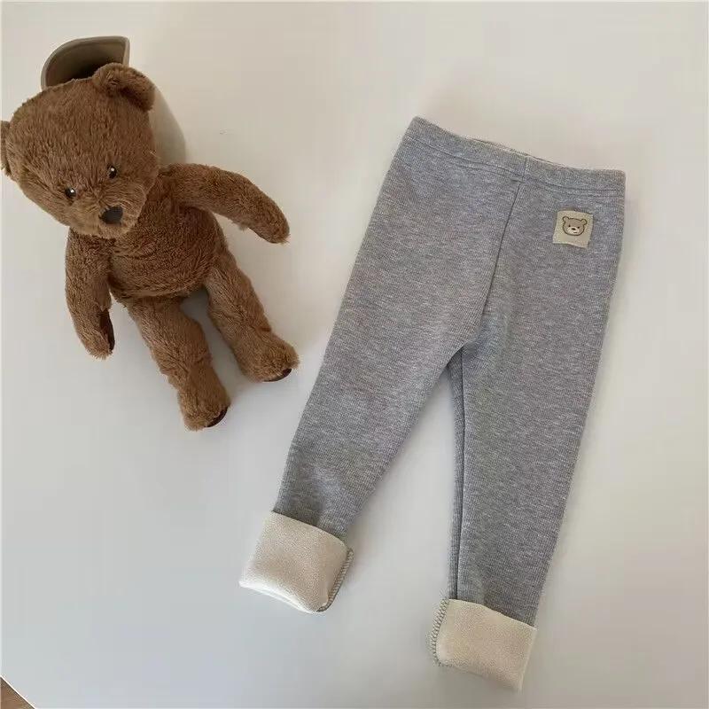 Winter Kids Clothes Thicken Girls Leggings Solid Fur Boys Tights Children Pants