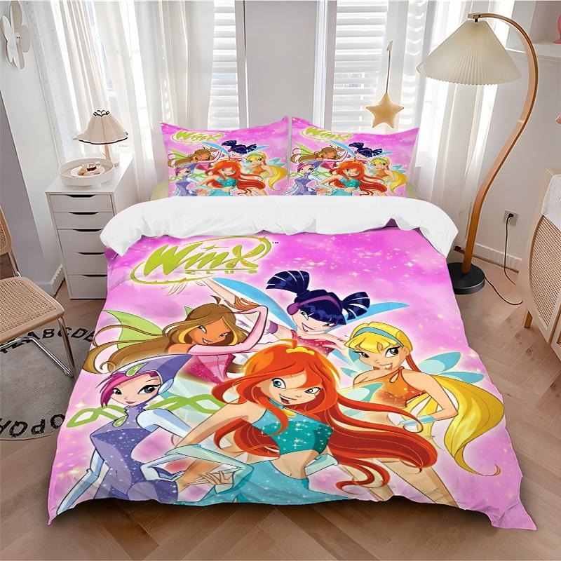 Набор из 3 предметов: пододеяльник и 2 наволочки Winx Club (Без вкладыша), Печать высокого разрешения, Набор для дома и общежития yy251208017