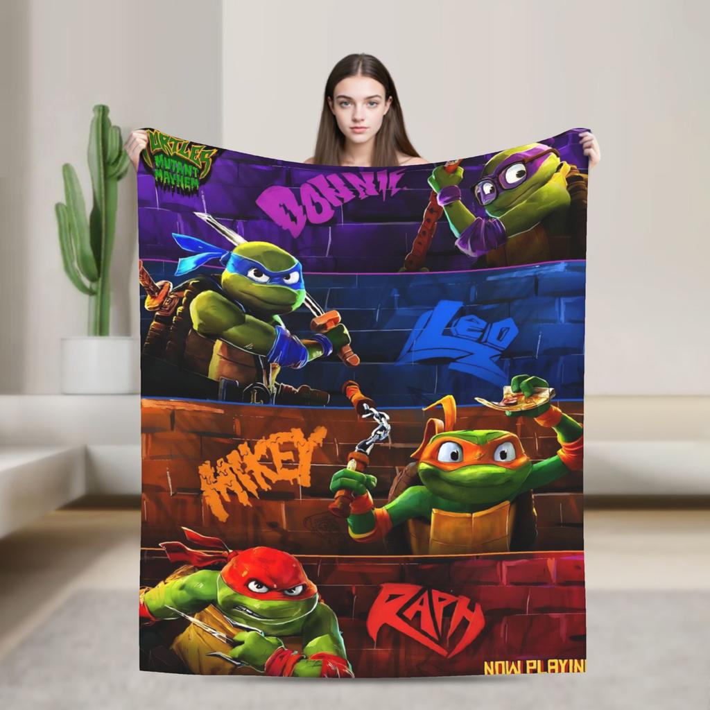TMNT Game  Blanket Quality Warm  Bedding Throws Winter Airplane Travel Couch Chair Funny Bedspread