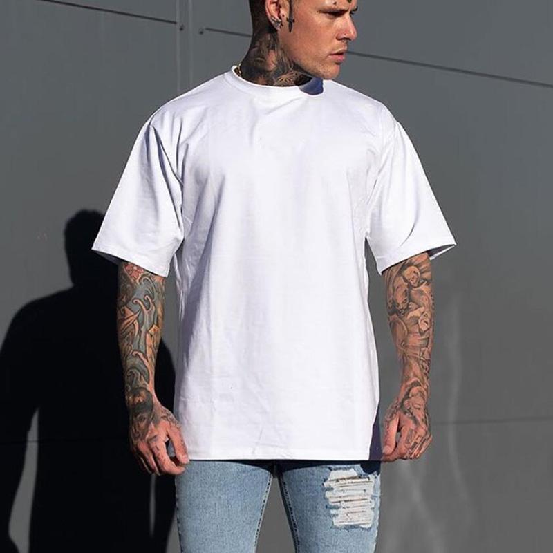 Muscleguys Мужская удобная футболка с коротким рукавом, принт на спине, летняя свободная футболка с коротким рукавом, трендовая уличная одежда для бодибилдинга