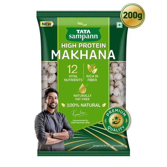 TATA Sampann Орехи лисы с высоким содержанием белка (Пхул Махана) 200 г с 12 жизненно важными питательными веществами, богатыми клетчаткой, естественным образом не содержащими жиры, рекомендованными шеф-поваром Ранвиром Браром