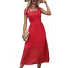 Летнее женское платье без рукавов с ремешками, красные элегантные пригородные платья