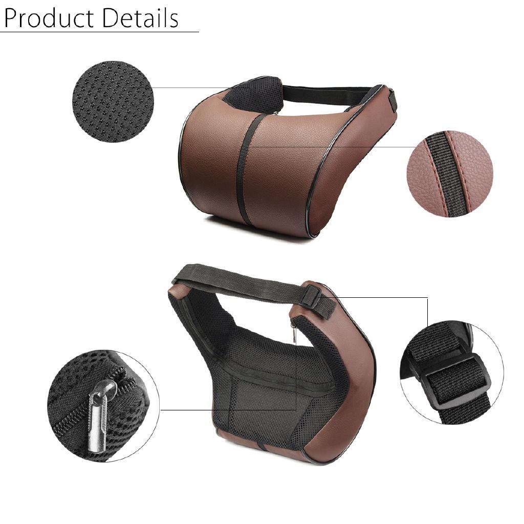 Adjustable PU Leather Car Neck Rest Pillow 410g Adjustable Headrest Pad Seat Cushion Leather Car Pillow