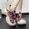 2024 Mixed Color Stitched Fashion Sneakers Spring Autumn Mesh Women's Shoes Durian Sole Lace Up Women's Vulcanized Shoes