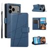 For iPhone 17 Pro Max Phone Case Line Imprint Leather Wallet Cover with Wrist Strap
