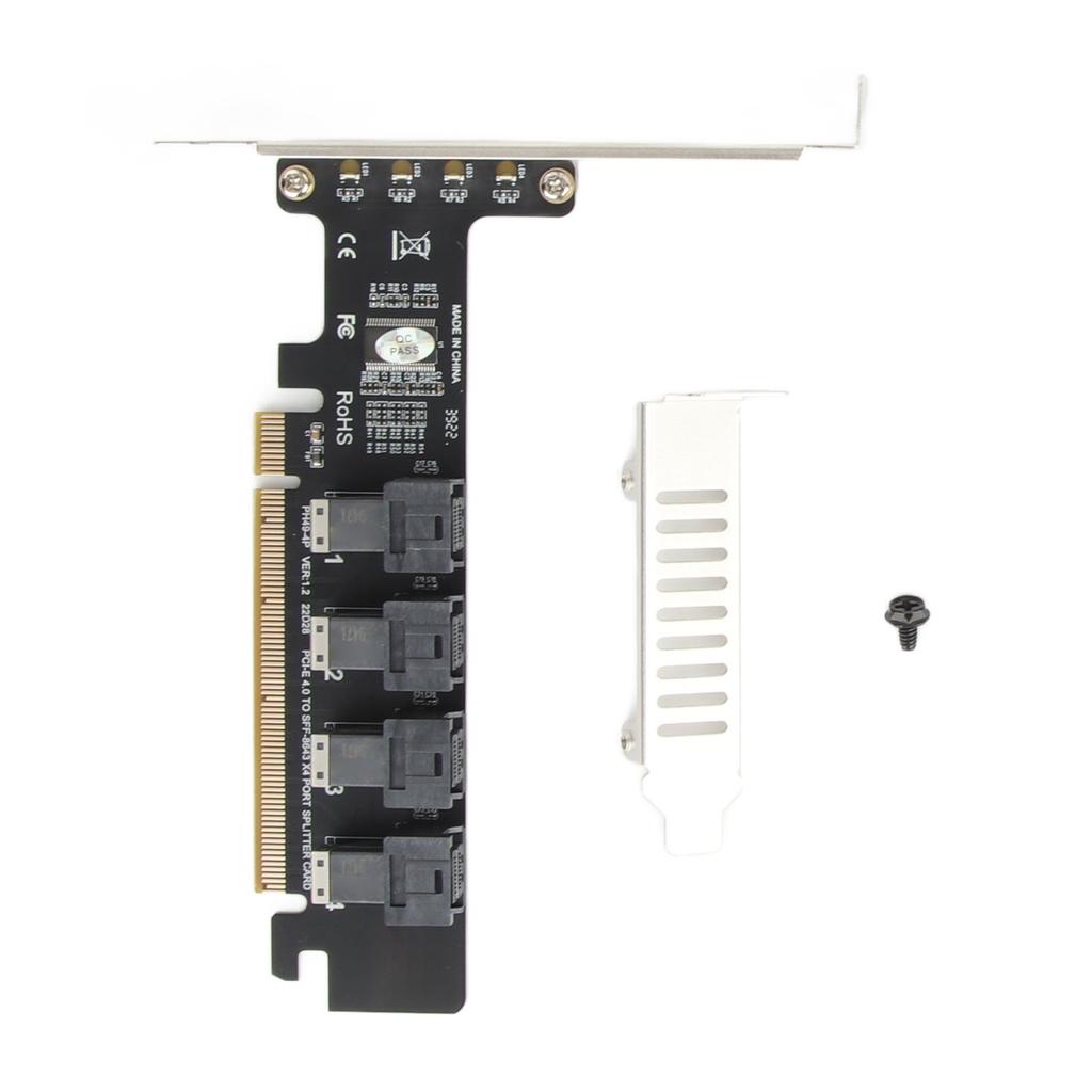PCIE To U.2 Adapter Card PCIE X16 To 4 Port U.2 NVME SFF8643 SFF8639 PCIE Split Expansion Card with LED Indicator