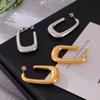 French U-Shaped Oval Earrings Women'S Simple Titanium Steel Gold Plated Ear Buckles Fashion Hollow Earrings Earrings