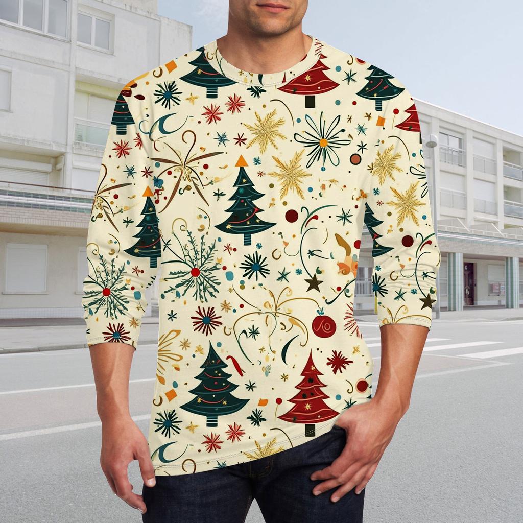 Men's T Shirt O-Neck Clothing Apparel Outdoor Long Sleeve Print Fashion Designer Vintage