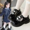 Girls' Leather Shoes 2025 Autumn New Children's Bow Foreign Style Princess Shoes Girls Bright Diamond Mary Jane Single Shoes Tide