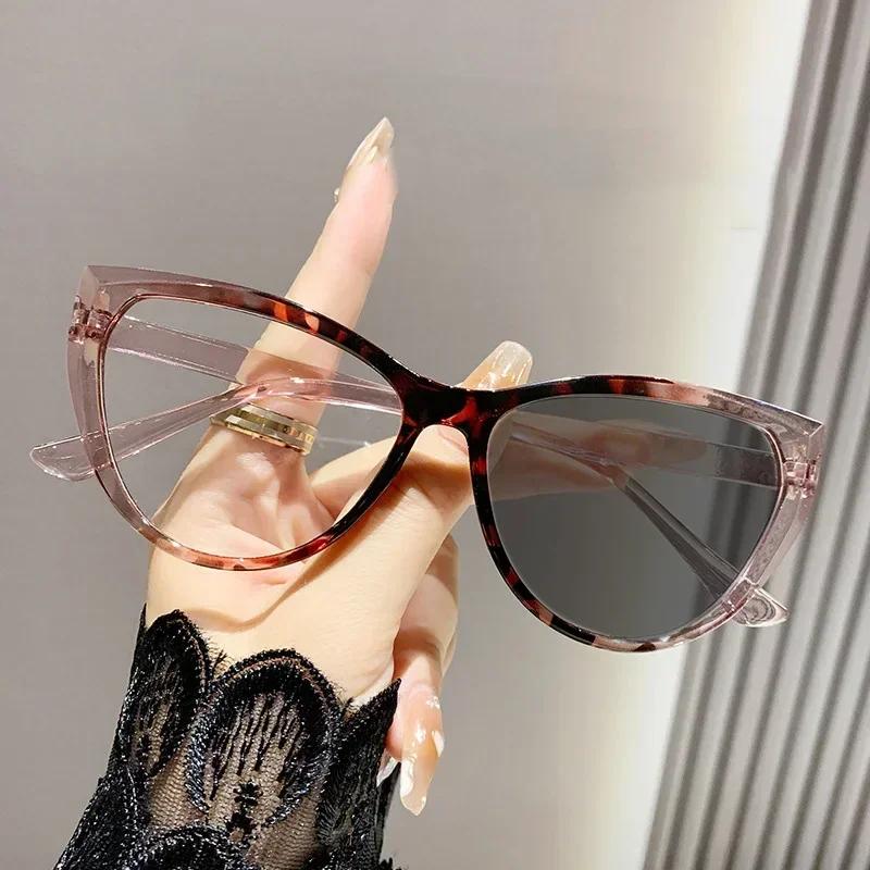 Ladies Cat Eye Finished Photochromic Myopia Glasses Vintage Men's Outdoor Color Changing Minus Sunglasses Diopter 0-1.0-1.5-4.0