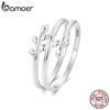 BAMOER, многослойное кольцо из стерлингового серебра 925 пробы с листьями, эффектное кольцо для женщин, кольцо с обещанием, модные украшения