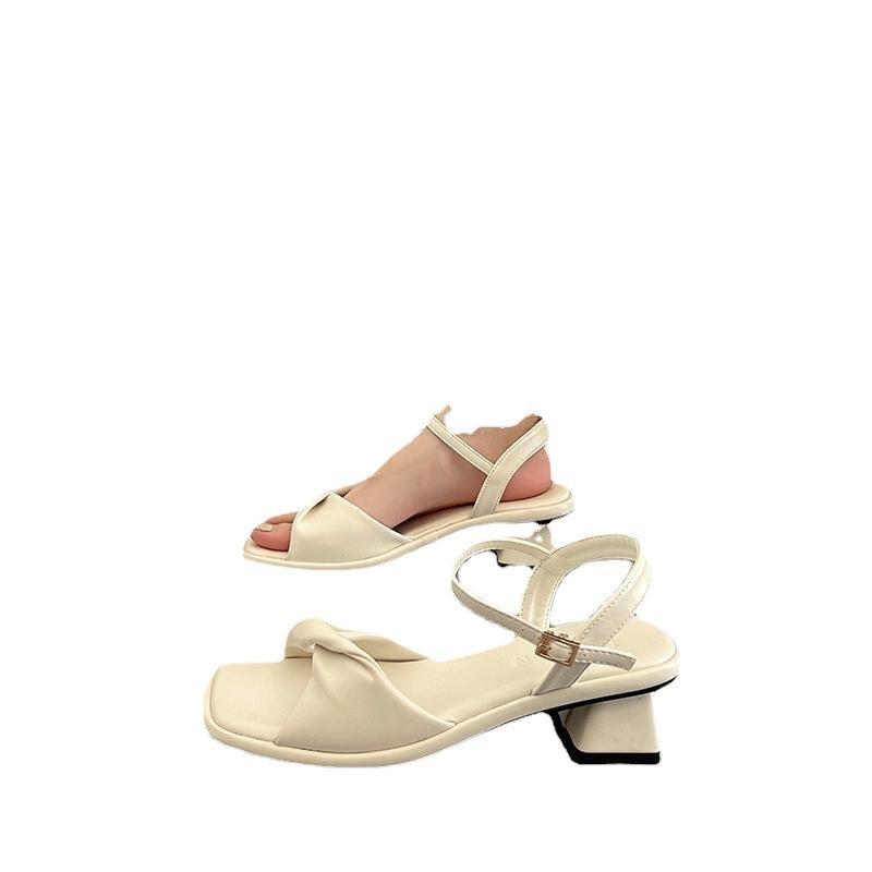 Французский стиль с юбкой на толстом каблуке сандалии женская летняя верхняя одежда мода Sense корейские универсальные туфли на высоком каблуке