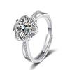 Кольцо с подсолнухом из импортного серебра с имитацией высокоуглеродистого бриллианта, муассанит, дизайн с шестью когтями, один карат 