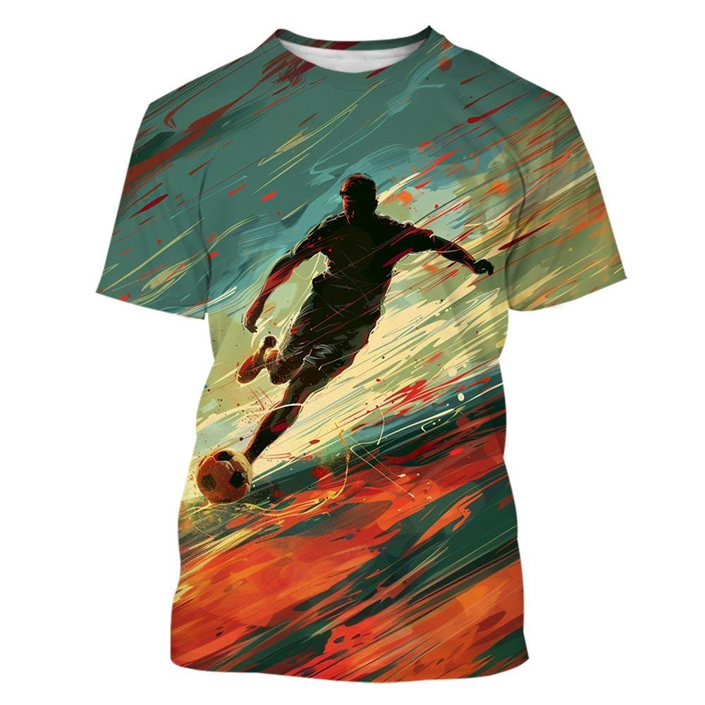 Новая модная спортивная крутая мужская футболка с 3D-принтом, повседневная и удобная футболка с круглым вырезом и футбольными узорами для детей