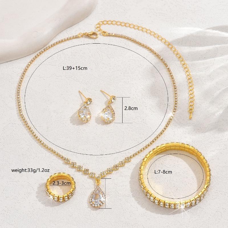 BLINGBAY Women's Jewelry Set Sweet Romantic Retro Fashion Wedding Accessories Rhinestone Earrings Necklace Bracelet Set Girls Modern Jewelry Gift