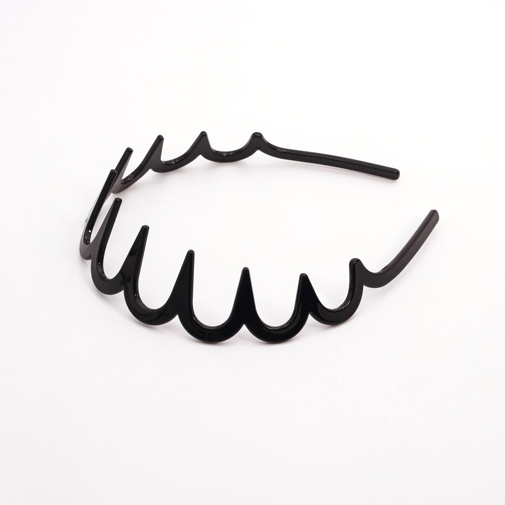 Simple and stylish black toothed non-slip headband for washing face, bangs pressing headband, women's adult hair clip, plastic hairpin, set of 12
