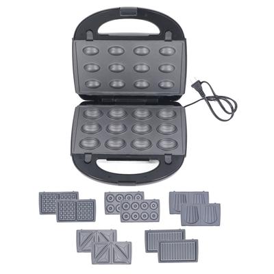 Электрическая сэндвичница, пресс для панини, машина для приготовления пончиков, вафельница с 10 съемными антипригарными пластинами