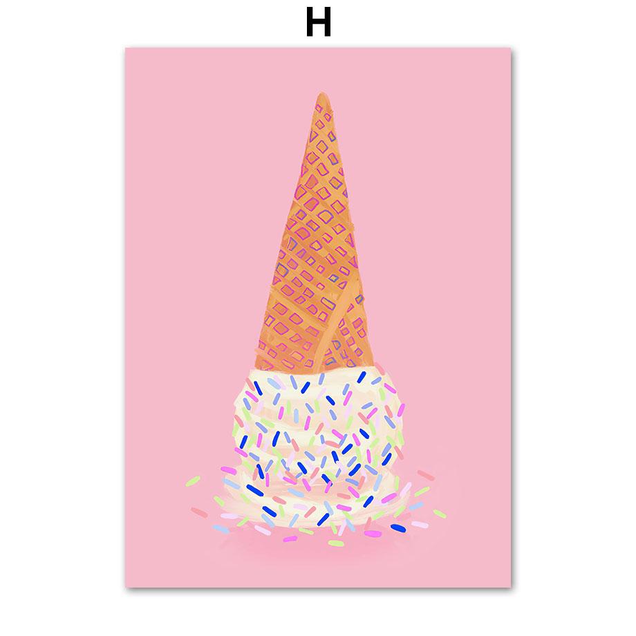 Aesthetic Poster Pink Juice Ice Cream Cheetah Greece City Rainbow Painting Wall Art Canvas Print Pictures For Living Room Decor