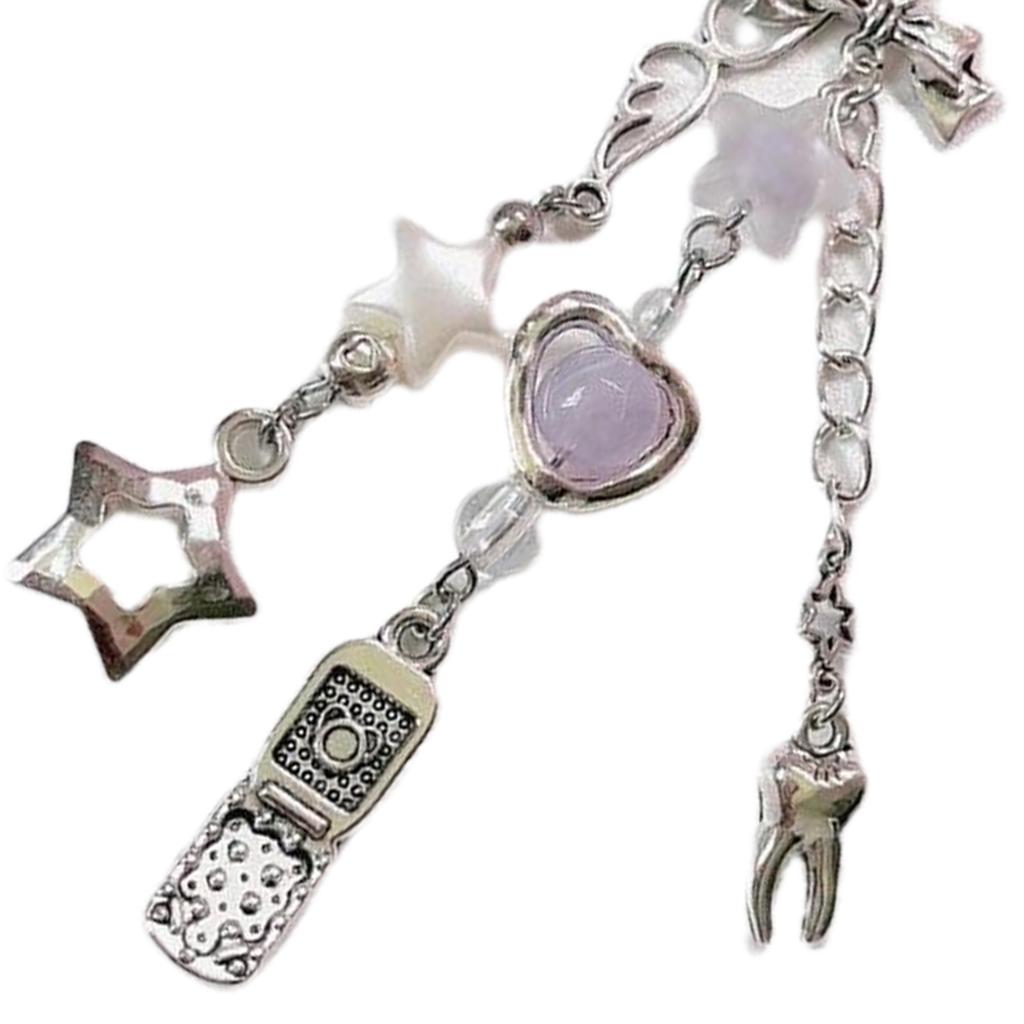 Handmade Beaded Phone Strap With Cute Charm For Girls Y2K Style Anti Drop Fashion Keychain Jewelry Accessory