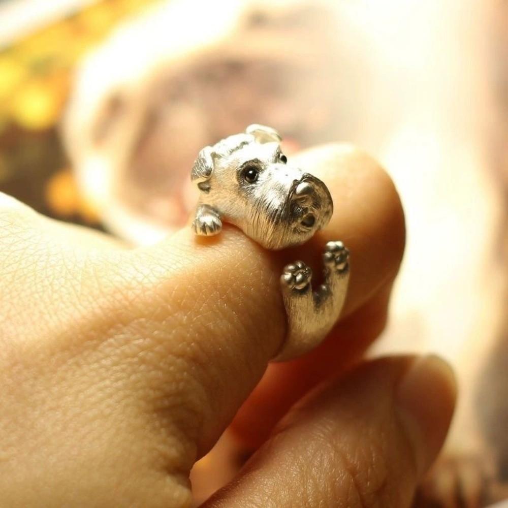 Stackable Dog Rings Open Mouth Design Fashion Jewelry Exaggerated Cat Ring Gift Giving