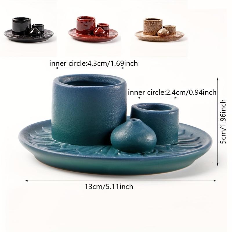 Ceramic Incense Holder 4-in-1 Ceramic Incense Burner Holder 1pc | Palo Santo & Sage Smudge Stand with Stick Candle Holder, Elegant Home Decor