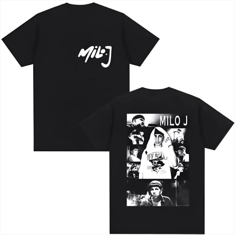 Новая сезонная мужская футболка с принтом рэпера Milo J, хип-хоп, ретро, высокое качество, для пары, чистый хлопок, уличная одежда, оверсайз футболка...