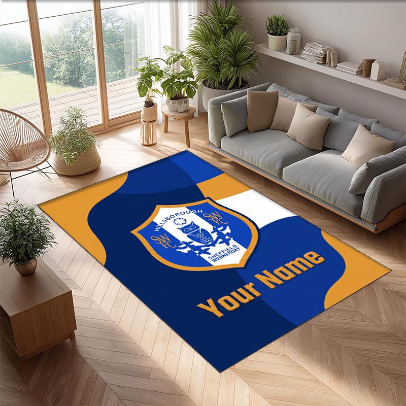 Sheffield Wednesday FC Printed Crystal Velvet Rug Non‑Slip Crystal Velvet Carpet For Sofa Bedroom Indoor Home Decoration