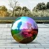 Iridescent Gazing Ball 7.9" Stainless Steel Polished Hollow Balls 360 Mirror Rainbow Reflective