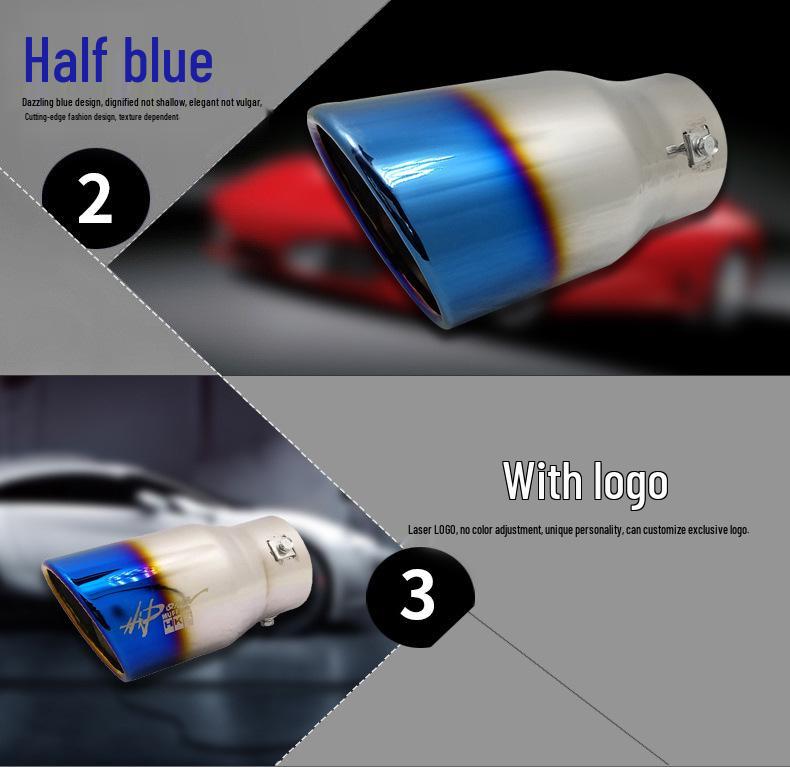 Stainless Steel Piano Black Exhaust Tailpipe for Prado, Reiz, Camry, RAV4, S6, and Civic.