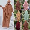 2 Piece Sets Women Muslim Abaya Hijab Robe Abaya Sexy Dubai Turkey Dress Eid Mubarak Arab Pakistan Prayer Garment  African