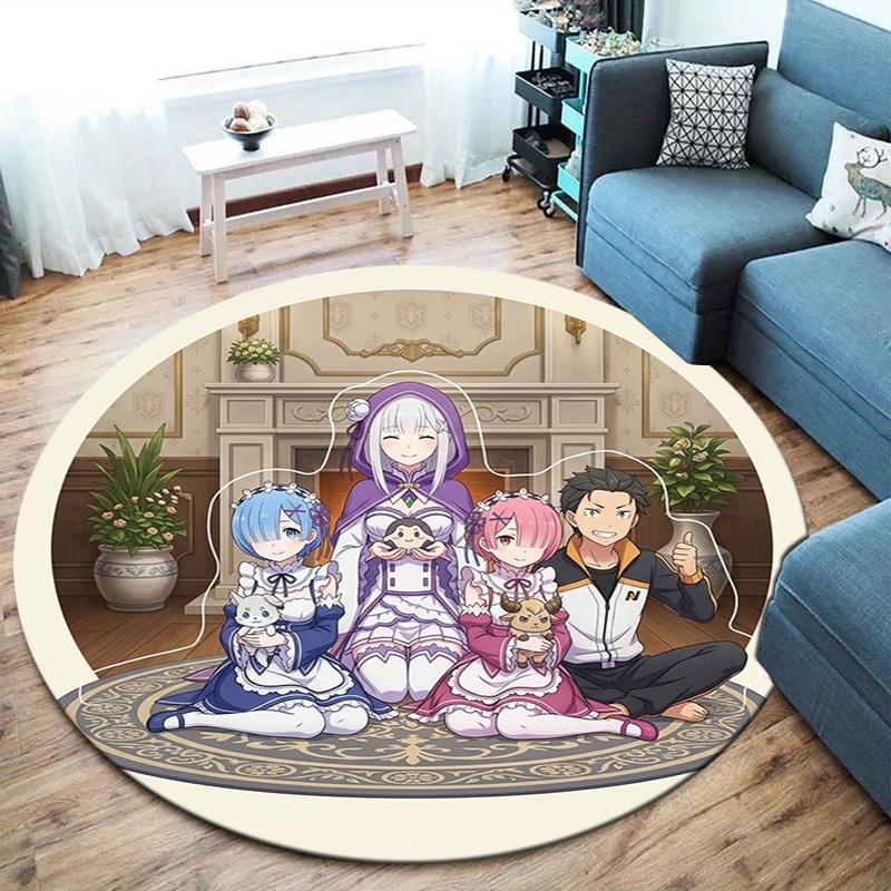 Re Zero Круглый ковер Ковер для гостиной спальни дивана игровой комнаты Декор Нескользящий коврик для пола