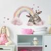 Watercolor Rainbow Couple Rabbit Bedroom Living Room Home Wall Background Beautification and Decoration Wall Stickers