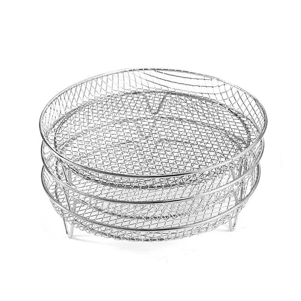 Leeseph Air Fryer Rack, Stainless Steel Air Fryer Universal Accessories, 3 Stackable Grill Dehydrator Racks, Fits Air Fryer Oven